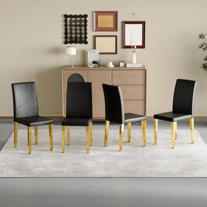 4Pcs PU Backrest Dining Chairs for Minimalist and Modern Home Styles