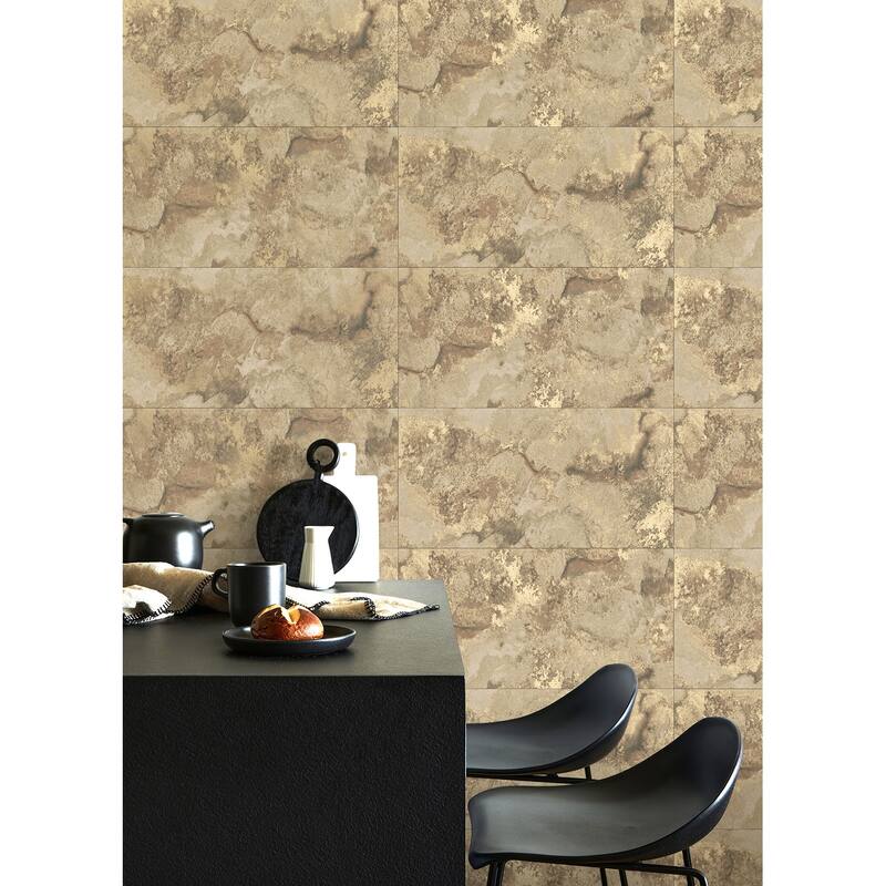 Advantage Aria Light Brown Marbled Tile Wallpaper