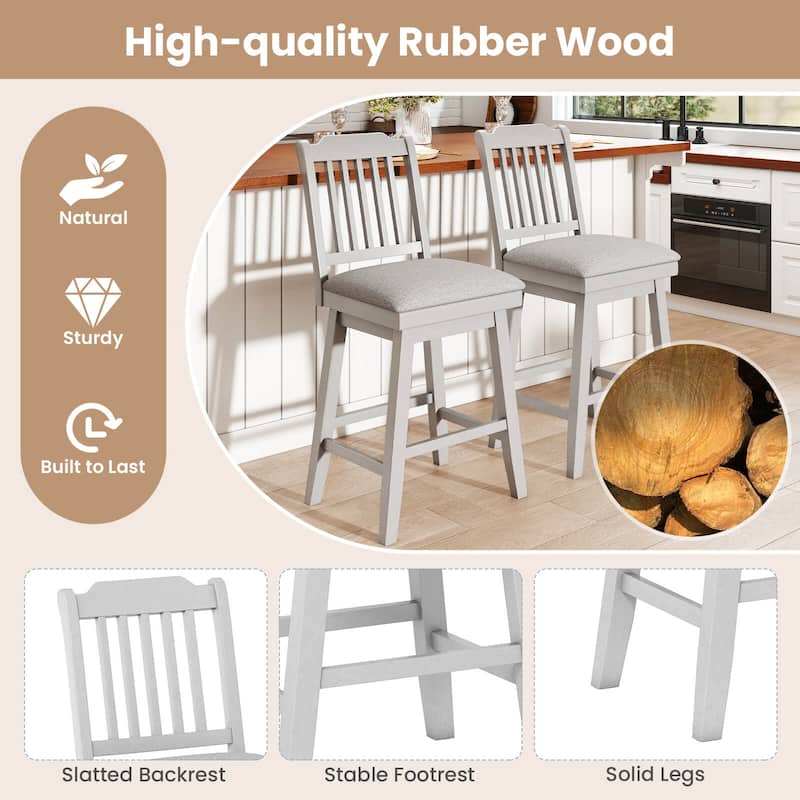 Costway 25" Counter Height Bar Stools Set of 2/4 with Slatted Back - See Details