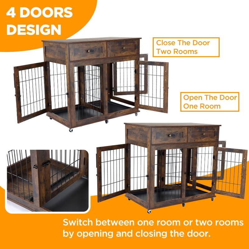 2 Dog Crate Furniture with 2 Drawer
