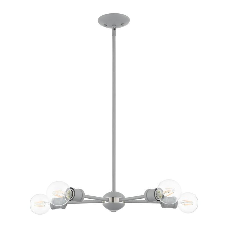 Livex Lighting 5-light Nordic Gray Chandelier, 46135-80 - 19" Dia x 11.25" - 41.25" Adj. H
