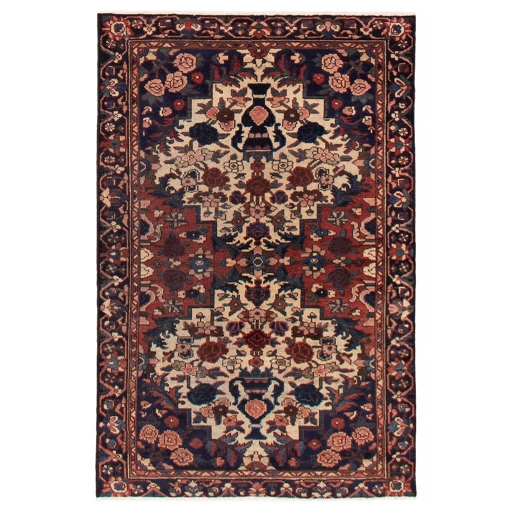 ECARPETGALLERY Hand-knotted Anatolian Vintage Red Wool Rug - 4'1 x 6'2