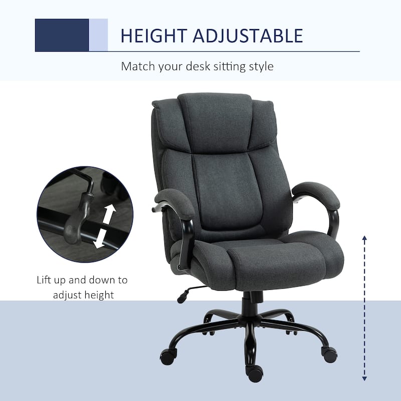 Vinsetto Big and Tall Executive Office Chair High Back Computer Desk Chair Ergonomic Swivel Chair with Linen Fabric