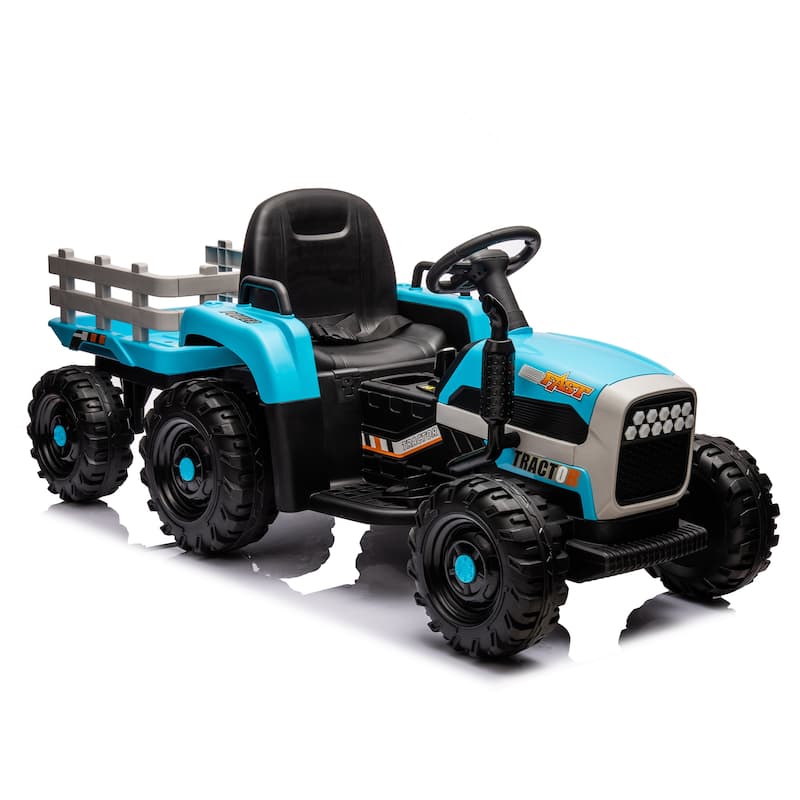 Ride on Tractor,Trailer,24VBattery Powered Electric Toy,200w*2motor 1.86-4.97MPH,Remote Control,3 speed adjustable,LED,safe belt