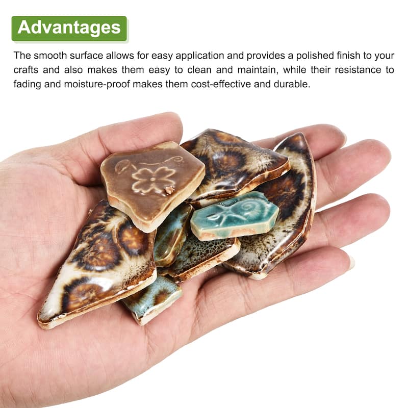 200g Ceramic Mosaic Tiles, Rugged Multicolor Ceramic Tiles