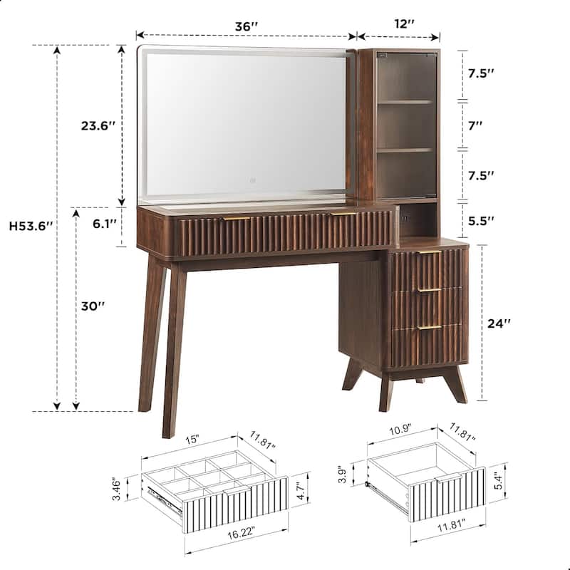 Modern Makeup Vanity Desk with HD Lighted Mirror, Dressing Table