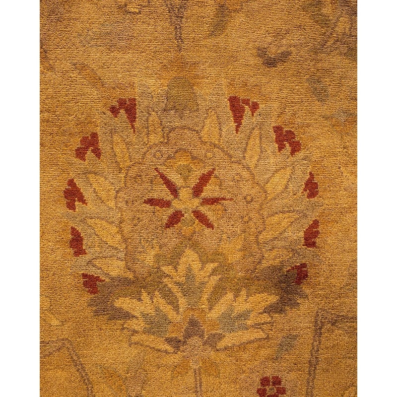 Overton Handknotted Wool Vintage Inspired Contemporary Overdyed Yellow Area Rug - 18' 2" x 12' 1"