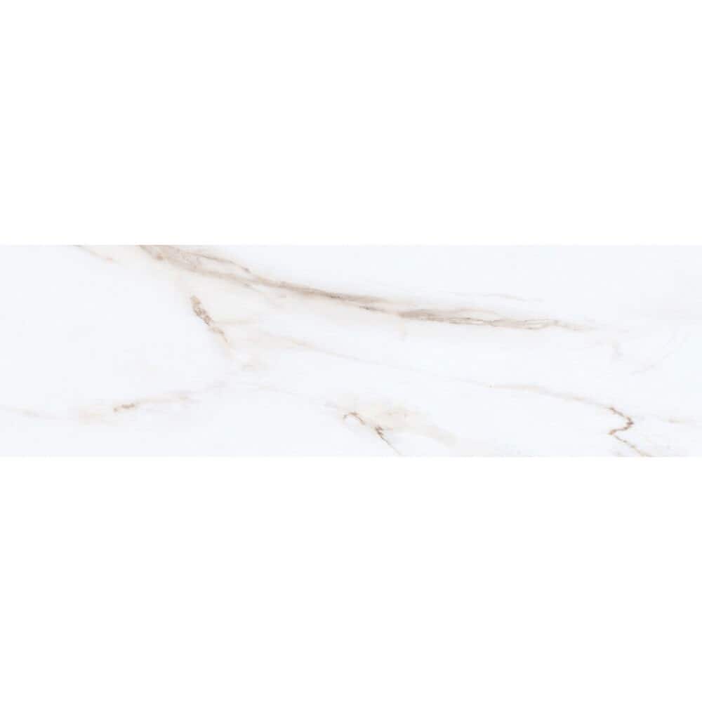 Huntington 3x10 White Matte Marble Look Ceramic Bullnose Tile Trim - 3 x 10 - 1 Piece