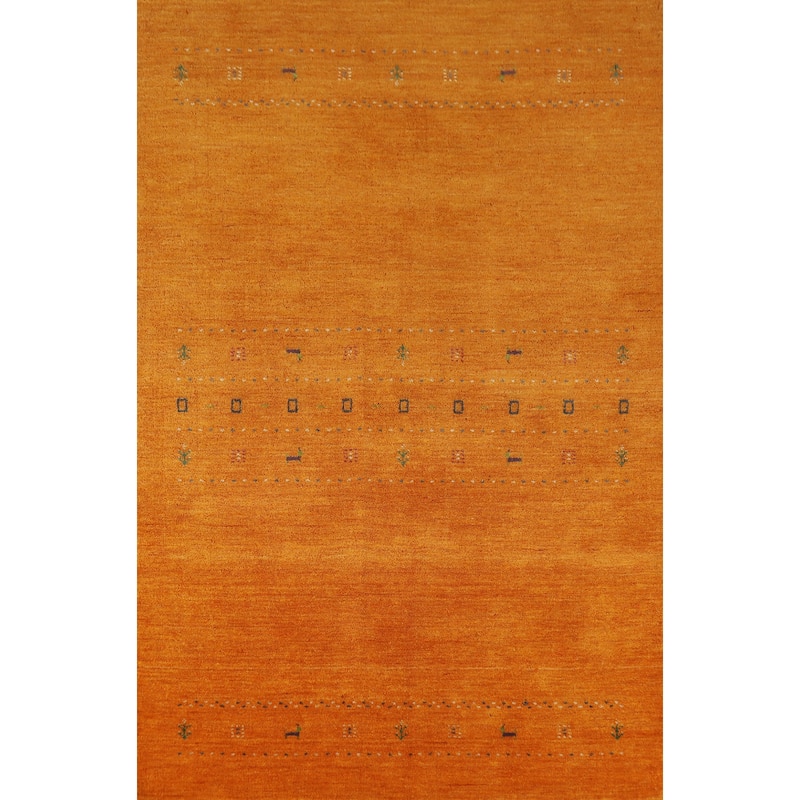 Hand Knotted Oriental 100% Wool Carpet Tribal Tribal Oranges & Rust Gabbeh Area Rug - 7' 7'' X 5' 0''