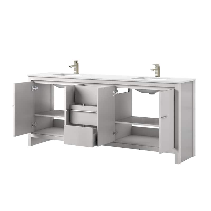 Lafarre Bath Vanity Cultured Marble Top, Sink and Brushed Nickel Faucet