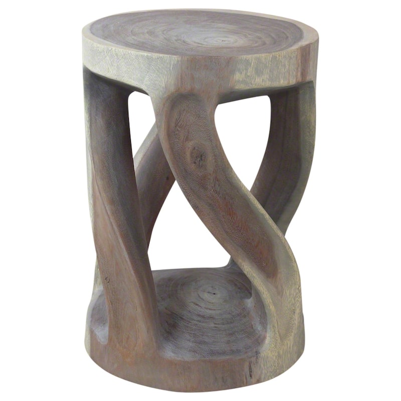 Haussmann® Round Wild Twisted Vine End Table 14 in D x 20 in H Grey Oil - 14" x 14" x 20"