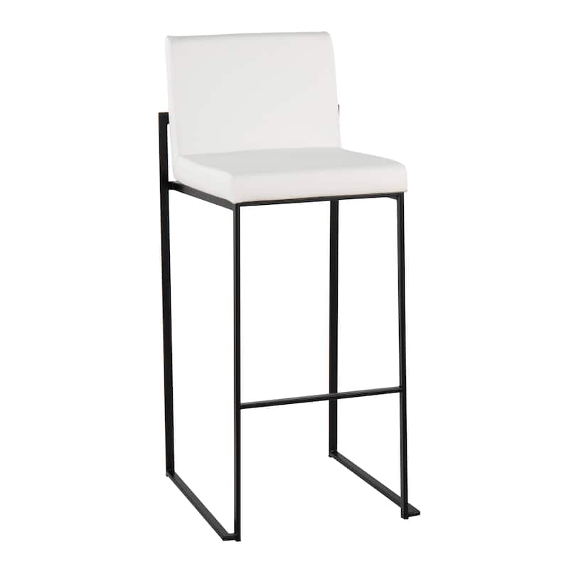 Silver Orchid Forrest High Back Bar Stool - Set of 2 - White Faux Leather & Black