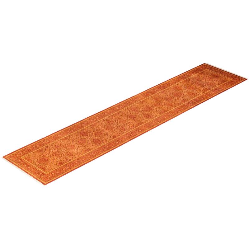 Overton Handknotted Wool Traditional Oriental Orange Runner