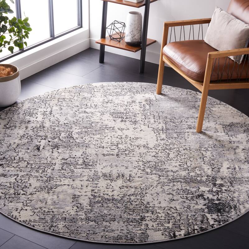 SAFAVIEH Jasper Trudi Modern & Contemporary Rug - 6'7" Round - Ivory/Black