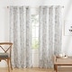preview thumbnail 13 of 13, ATI Home Silhouette Floral Grommet Top Curtain Panel Pair 54X96 - Light Grey
