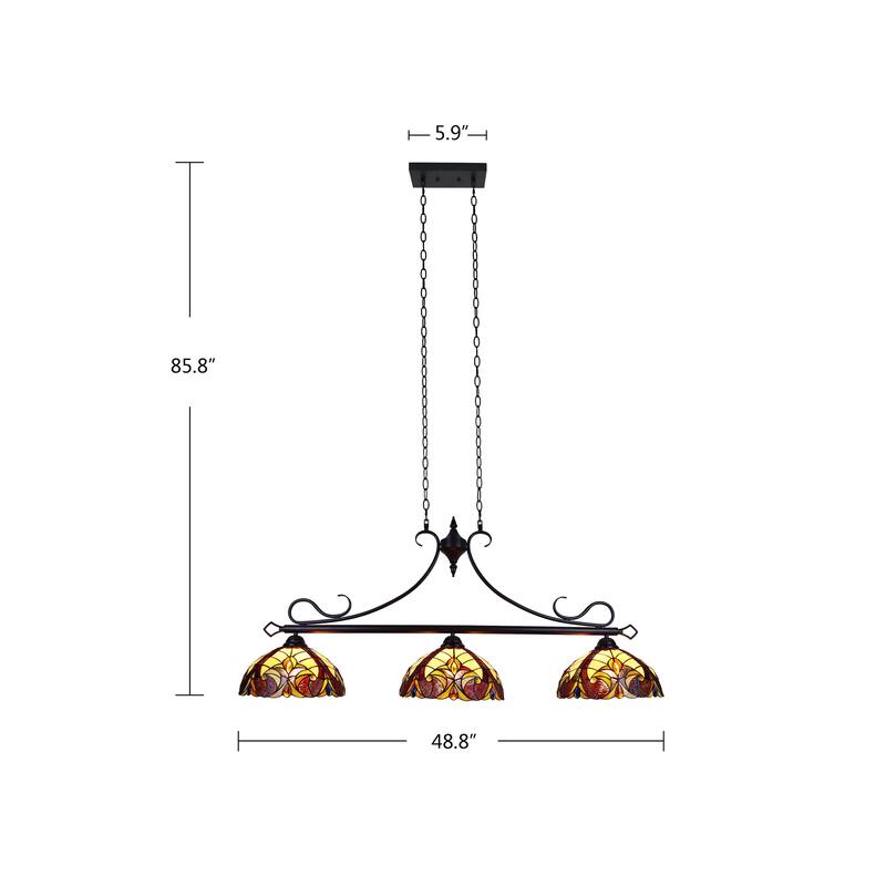 Tiffany Style 3-light Linear Island Fixture