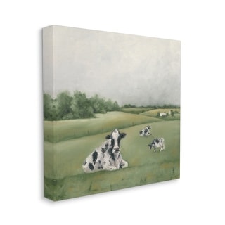 Stupell Dairy Cows Grazing in Rolling Green Field Farms Canvas Wall Art ...
