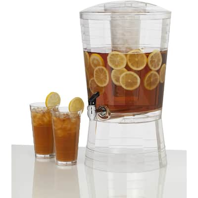 CreativeWare 3.5 gal Acrylic Beverage Dispenser with Ice Cylinder