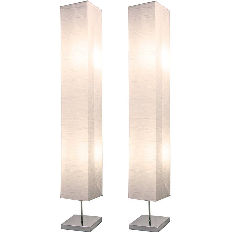 Honors Paper Floor Lamp with Chrome Base and White Paper Shade 2-PACK