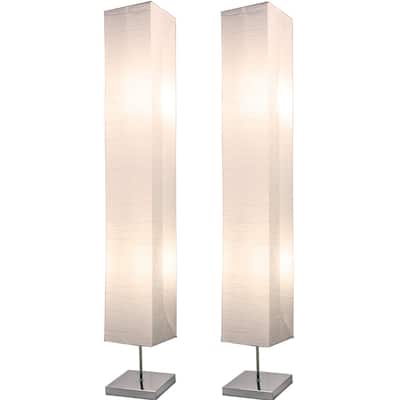 Honors Paper Floor Lamp with Chrome Base and White Paper Shade 2-PACK