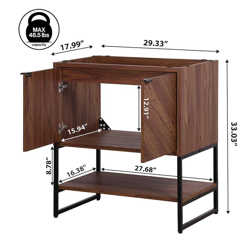 Juhl Chevron-Front Modern Minimalist 2-Shelf Bath Vanity Cabinet Only (Sink Basin Not Included), By JONATHAN Y