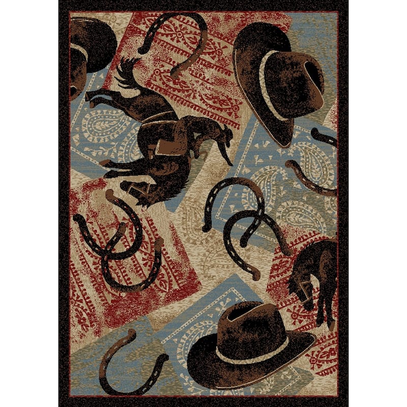 American Destination Lodge Western Cowboy Area Rug - 5'3"x7'3" - Multi