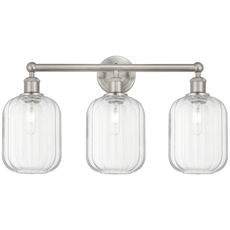 Innovations Lighting Endless Possibilities Edison - Preston - 3 Light 25" Jar Shade Bath Vanity Light - Clear/Brushed Satin Nickel