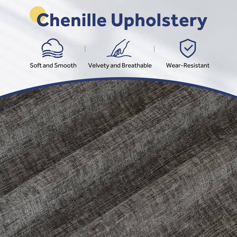 90" L-Shaped Chenille Upholstered 3-Seater Sofa Couch Sectional Sofa with Ottoman