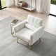 Comfy Tufted Teddy Fabric Accent Chair,Armchair With Metal Trim and ...