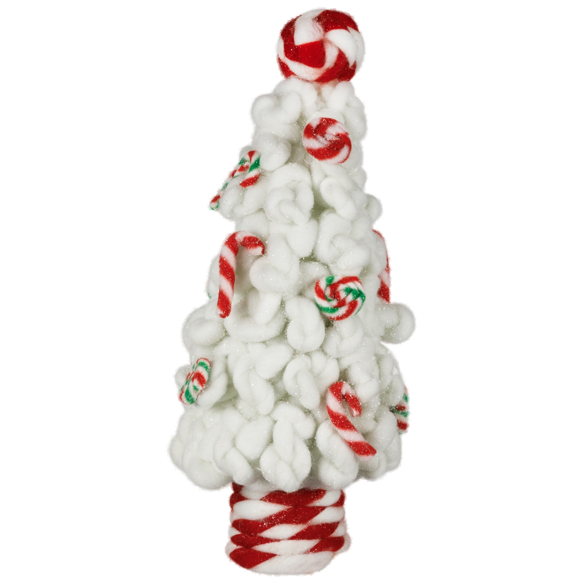Plush Tree with Peppermint and Candy Canes Christmas Decoration 16.5"