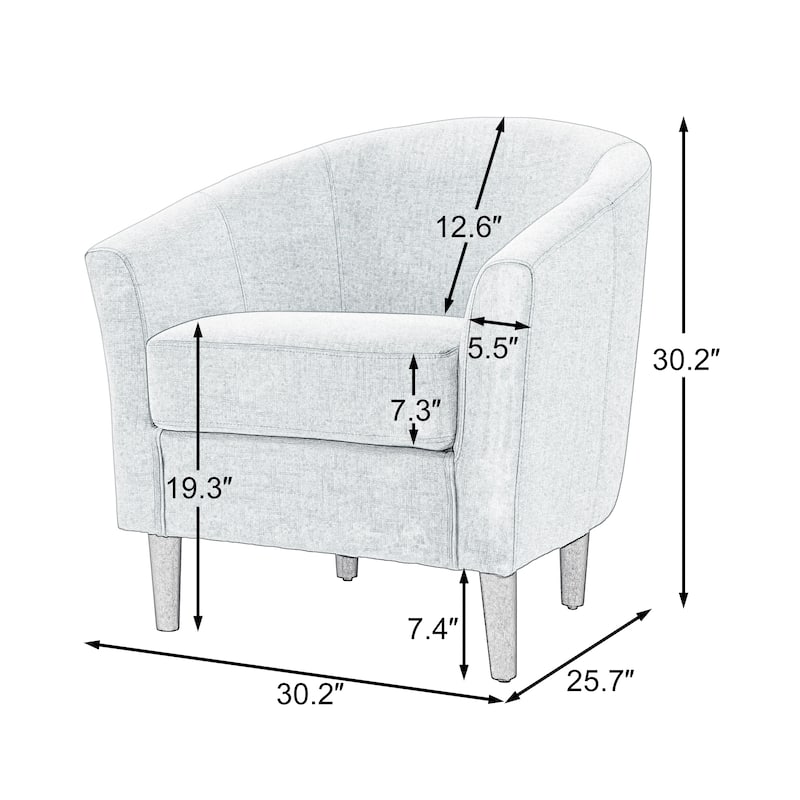 2 Set Modern Linen Barrel Accent Chairs Club Armchair