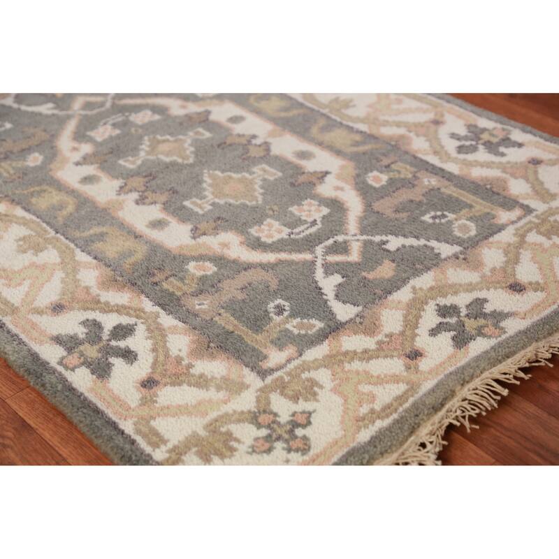Gray Oushak Oriental Runner Rug Transitional Handmade Wool Carpet - 2'7" x 9'11"