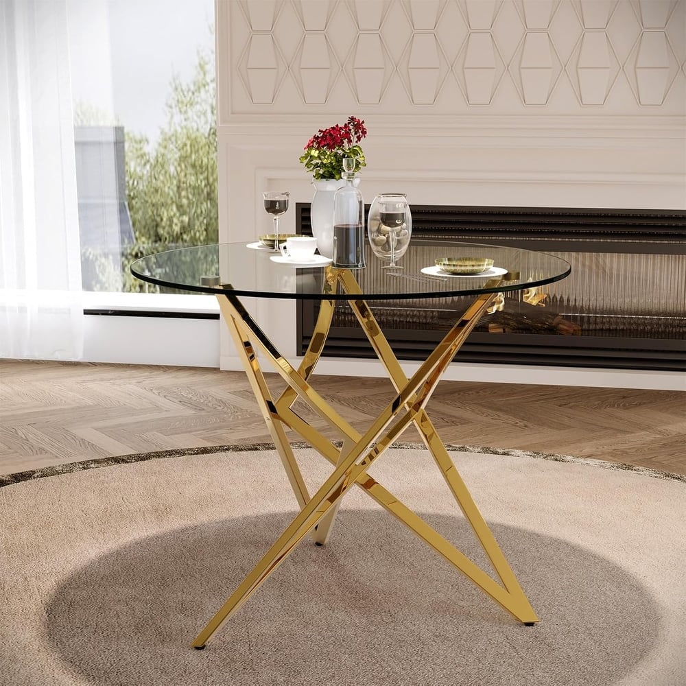 36 inch Clear Glass Round Dining Table