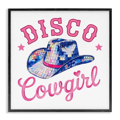 Stupell Disco Cowgirl & Hat Framed Giclee Art Design By Amanda Greenwood