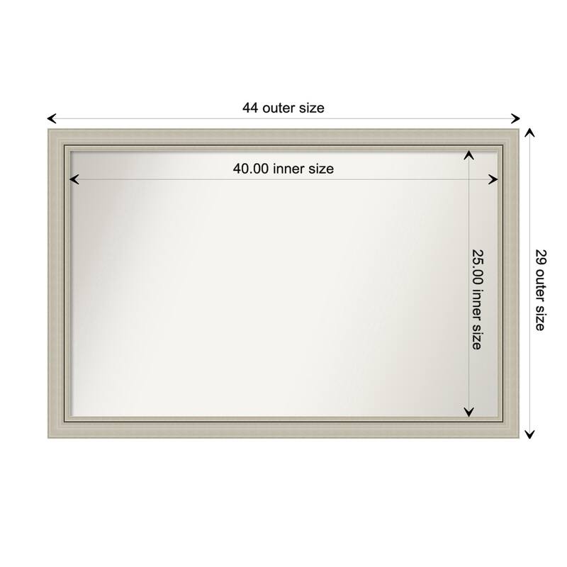 Romano Silver Narrow Framed Non-Beveled Custom Wall Mirror, Bathroom Vanity Mirror - Outer Size: 43.75 x 28.75