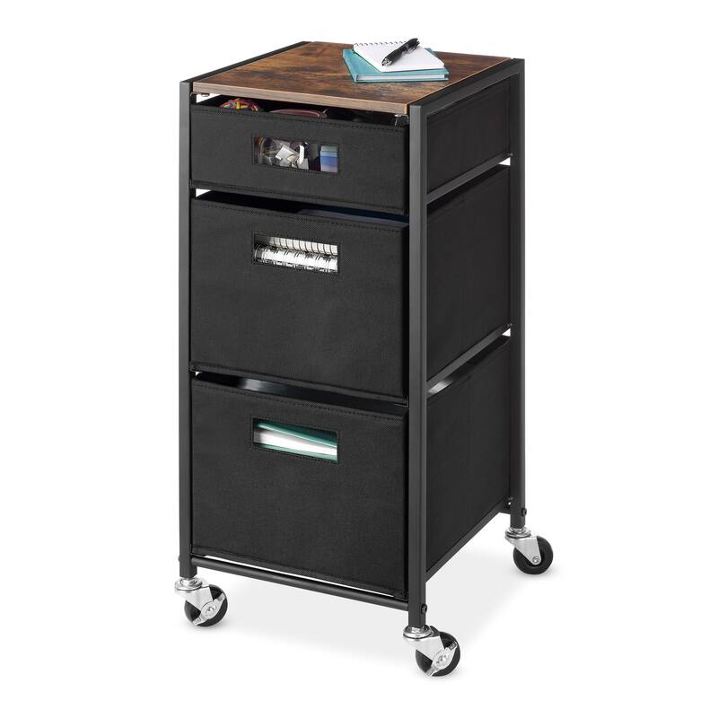 Whitmor Rolling 3-Drawer Storage Utility Cart - Brown