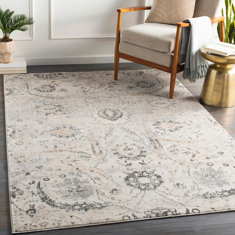 Livabliss Fitz Vintage Floral Area Rug - Light Grey - 7' 10" x 10' 2"