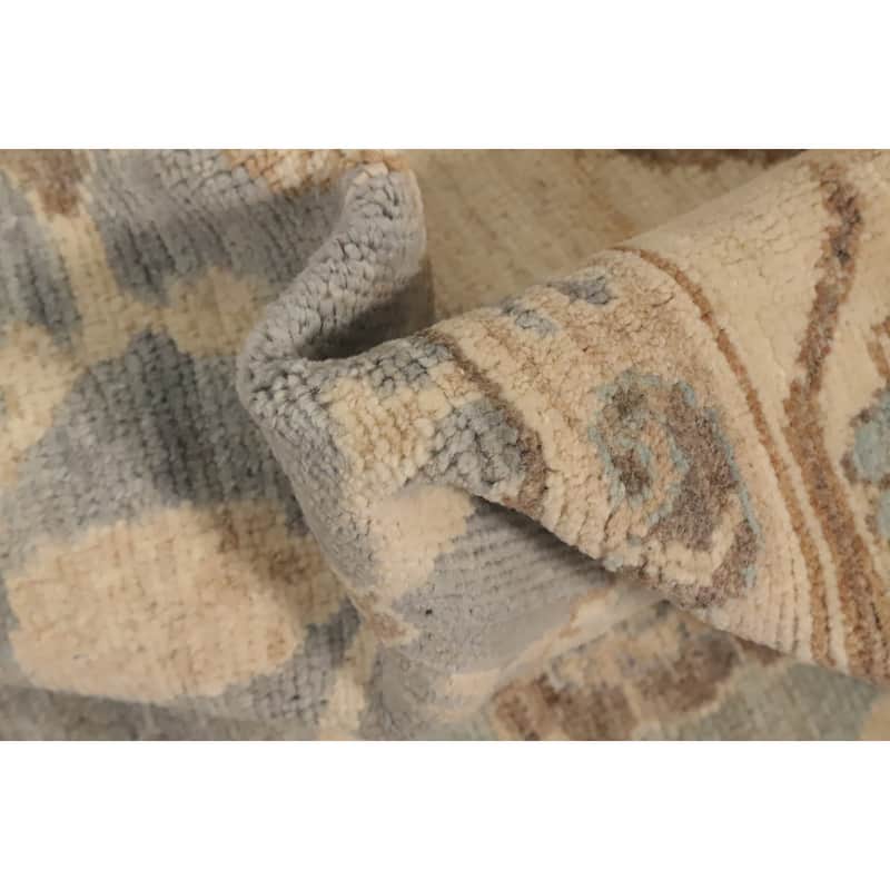 Hand Knotted Oriental 100% Wool Carpet Transitional All-Over Greys & Charcoal Oushak Area Rug - 9' 4'' X 7' 10''