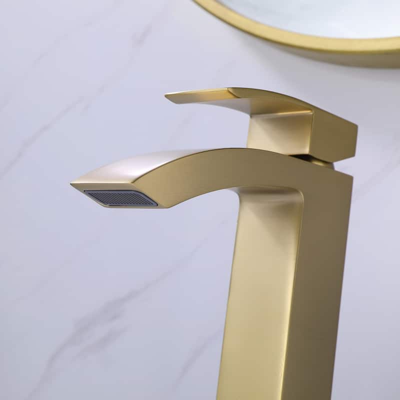 Rbrohant Single Handle Bathroom Vessel Sink Faucet, Waterfall Single Hole Basin Faucets