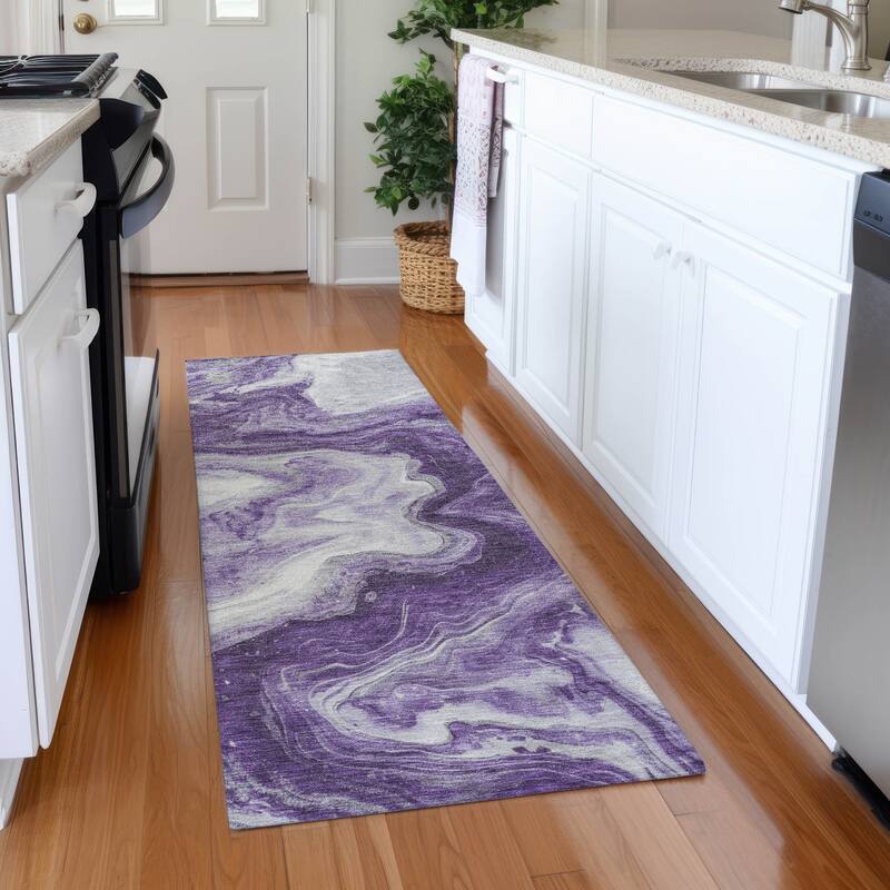 Premium Washable Super Soft Modern River Mayfield Rug - Purple - 2'3" x 7'6"