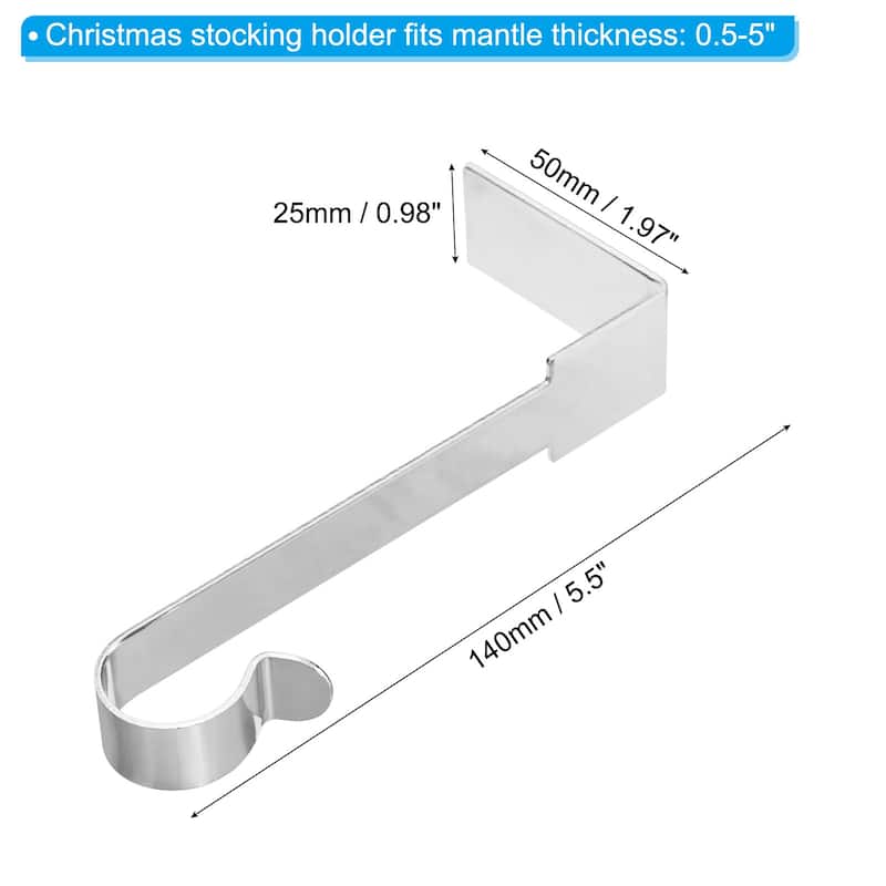 Christmas Stocking Holders, 6pcs Stocking Holder Stand Right Angle - Silver