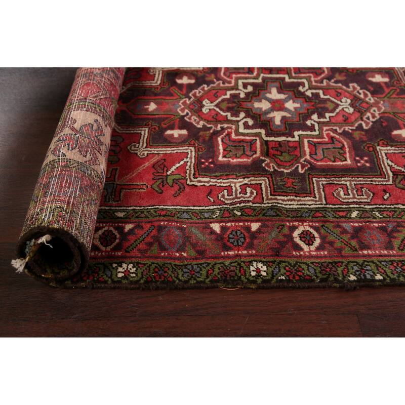 Geometric Traditional Heriz Persian Area Rug Hand-knotted Wool Carpet - 3'7" x 7'1"