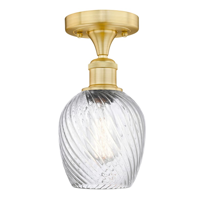 Innovations Lighting Edison Salina - 1 Light 5" Semi-Flush Mount - Satin Gold/Clear Spiral Fluted