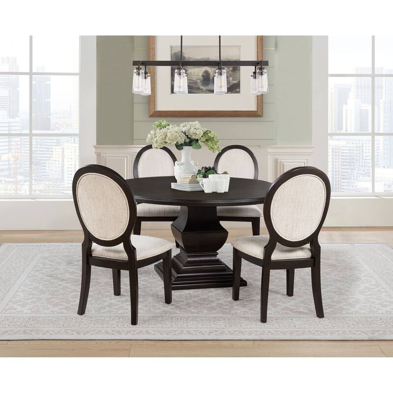 Twyla Round Wood Dining Room Table Set Dark Cocoa