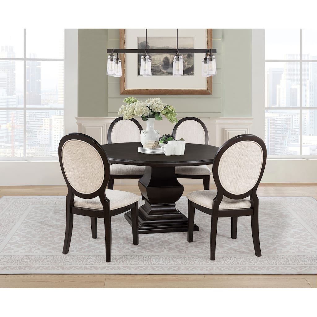 Twyla Round Wood Dining Room Table Set Dark Cocoa