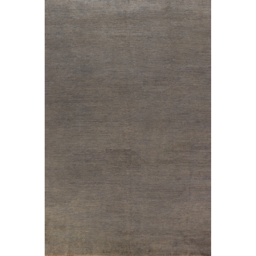 Gray Gabbeh Modern Area Rug Hand-Knotted Wool Carpet - 6'4" x 9'10"
