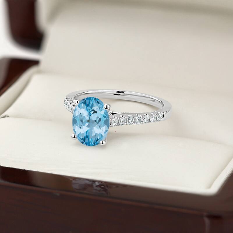 Auriya 1 1/2ct Fancy Oval Sky Blue Topaz and Diamond Engagement Ring 1/4ctw 14k Gold
