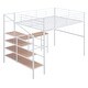 preview thumbnail 5 of 9, Full Size Loft Bed with Desk and Lateral Storage Ladder, Metal Loft Bed Frame with Safety Guardrail for Kids, Teens,Adults,White