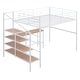 preview thumbnail 7 of 24, Industrial Modern Full Size Metal Loft Bed with Desk and Lateral Storage Ladder, Sturdy Construction & Safety Guaranteed, White