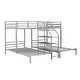 preview thumbnail 18 of 24, Industrial Design Twin over Twin & Twin Triple Metal Bunk Bed,Staircase with Storage Shelves,Safety Guardrail